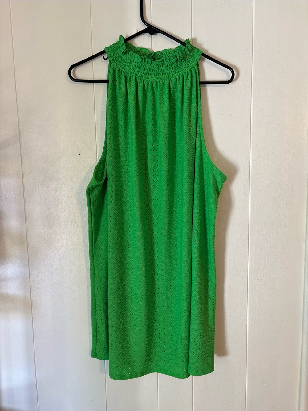 Cato Bright Green Smocked High-Neck Sleeveless Camisole
